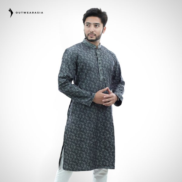 Men's Printed Jacquard Fabric Panjabi | Outwear- D24